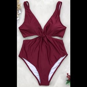 One Piece with Knot Front and Cut Outs